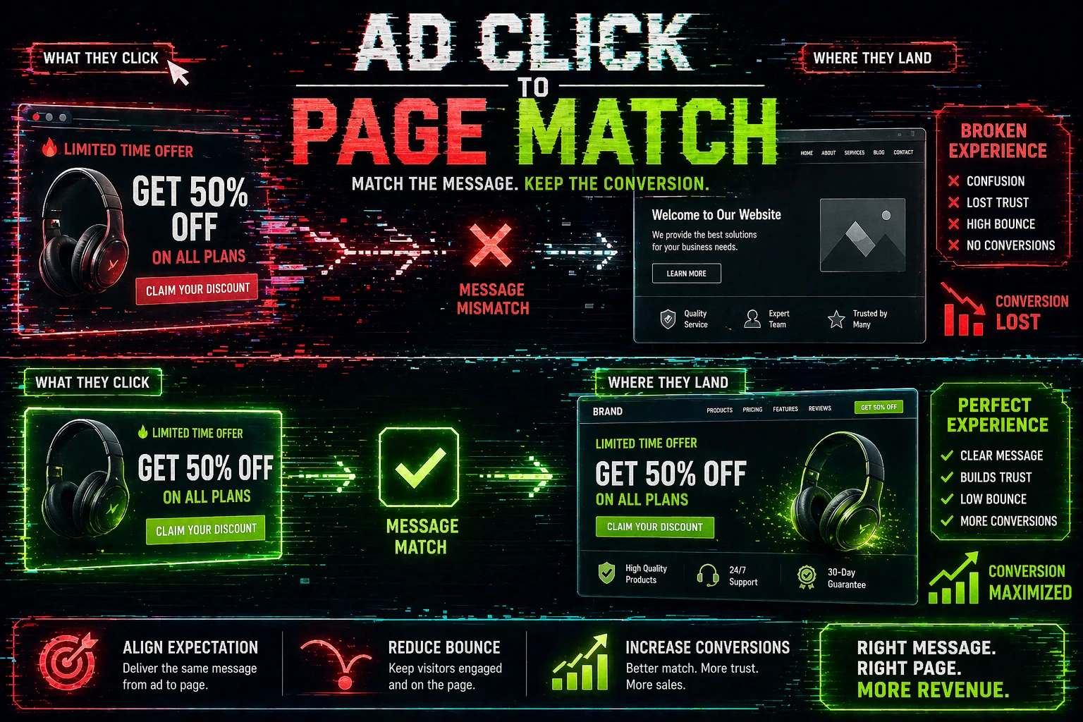 ad click to landing page match strategy