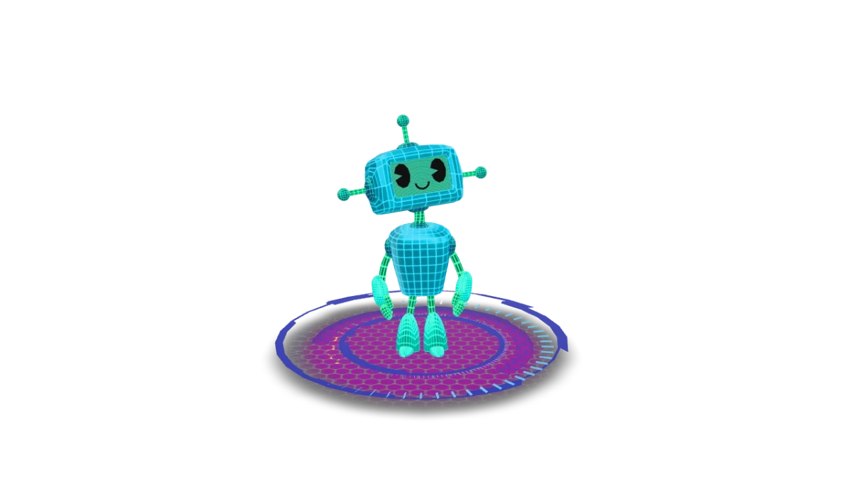 Interactive 3D robot mascot